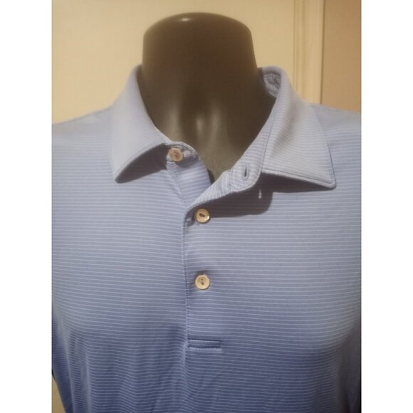 Peter Millar Polo Shirt Mens Large Blue Striped Summer Comfort Stretch 1922 Logo - Picture 3 of 14